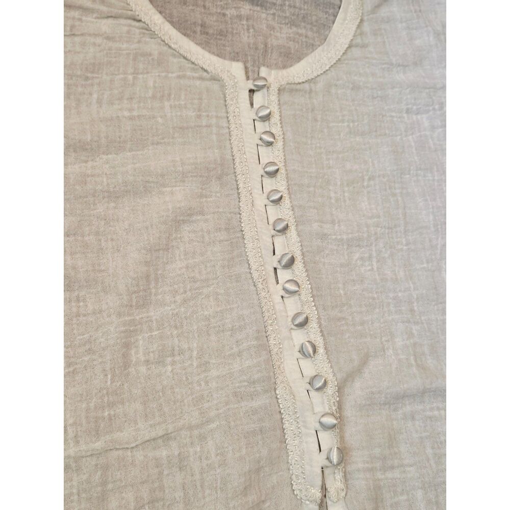 Victoria's Secret Cotton White Lace Trim Women's L Shirt Cottage Boho